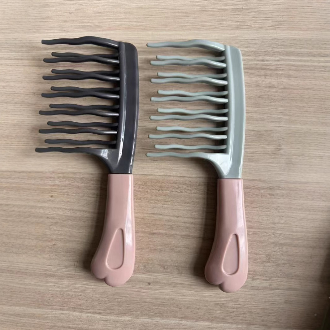 Двухрядный крупный гребень с волнообразными зубьями, антистатический гребень для кудрявых волос, массажный гребень для кожи головы, гребень для объема волос