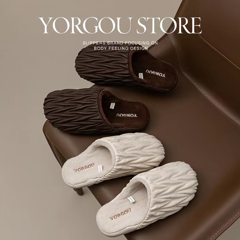 Тапочки из хлопка с плетением для женщин, новые осенние и зимние домашние водонепроницаемые теплые тапочки из кожи для мужчин