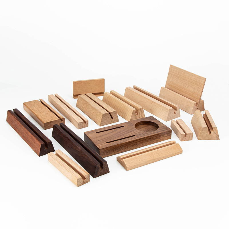 Solid Wood Desk Calendar Base Creative Fashion Beech Base Desktop Storage Card Note Menu Stand Wooden Base Customization