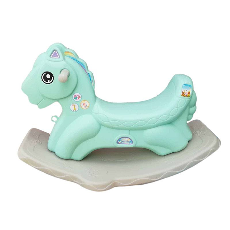 Baby Rocking Chair Baby Plastic Rocking Horse with Music Large Thickeneded Kidsren's Toy 1-2 Years Old Small Wooden Horse Cart