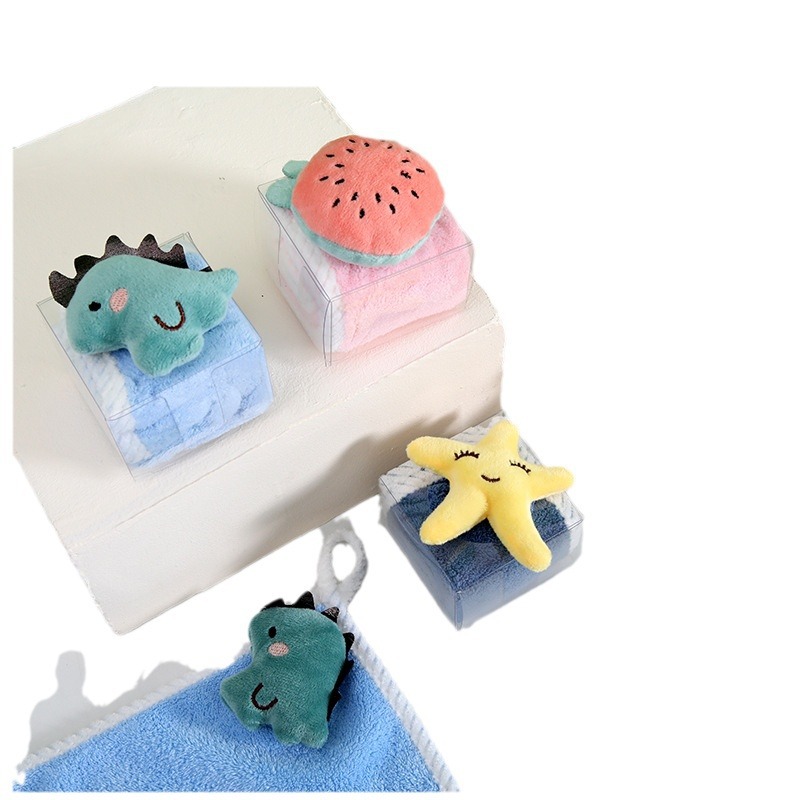 Coral fleece cartoon children's hanging towel hand towel hand towel hand gift wedding shop opening festival creative gift absorbent gift