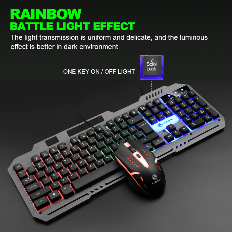 Limei T25 Mechanical Feel Keyboard E-Sports Desktop Notebook Office Game Wired Metal Keyboard and Mouse Set