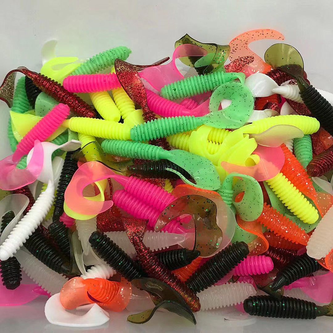 Luya False Bait Thread Tail Maggot Soft Bait Lead Hook Combination Bionic Soft Worm Luya Soft Bait Set