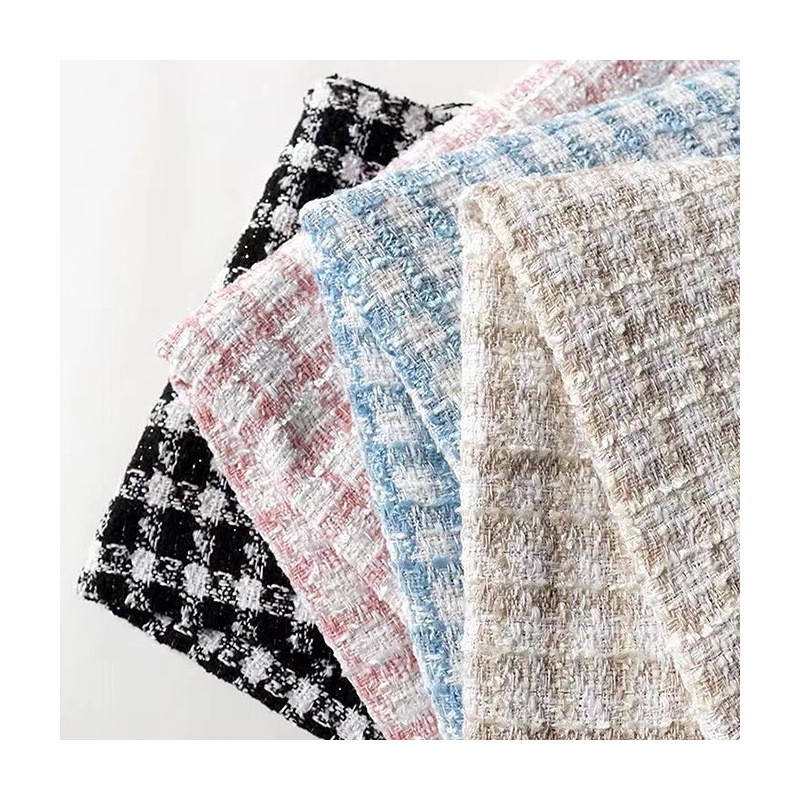 Factory wholesale Plaid Xiangfeng gold silk wool fabric tweed flower packaging woolen fabric shoes hat woolen fabric