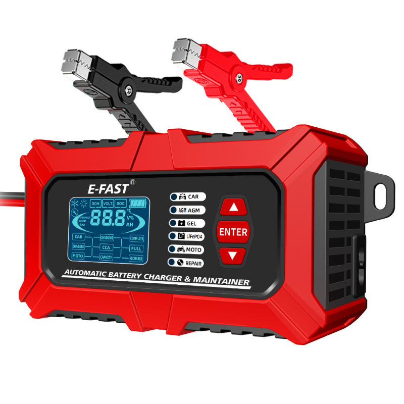 E-Fast Battery Tester Battery Analyzer 12V Iron Lithium Motorcycle Lead Acid Car Battery Charger