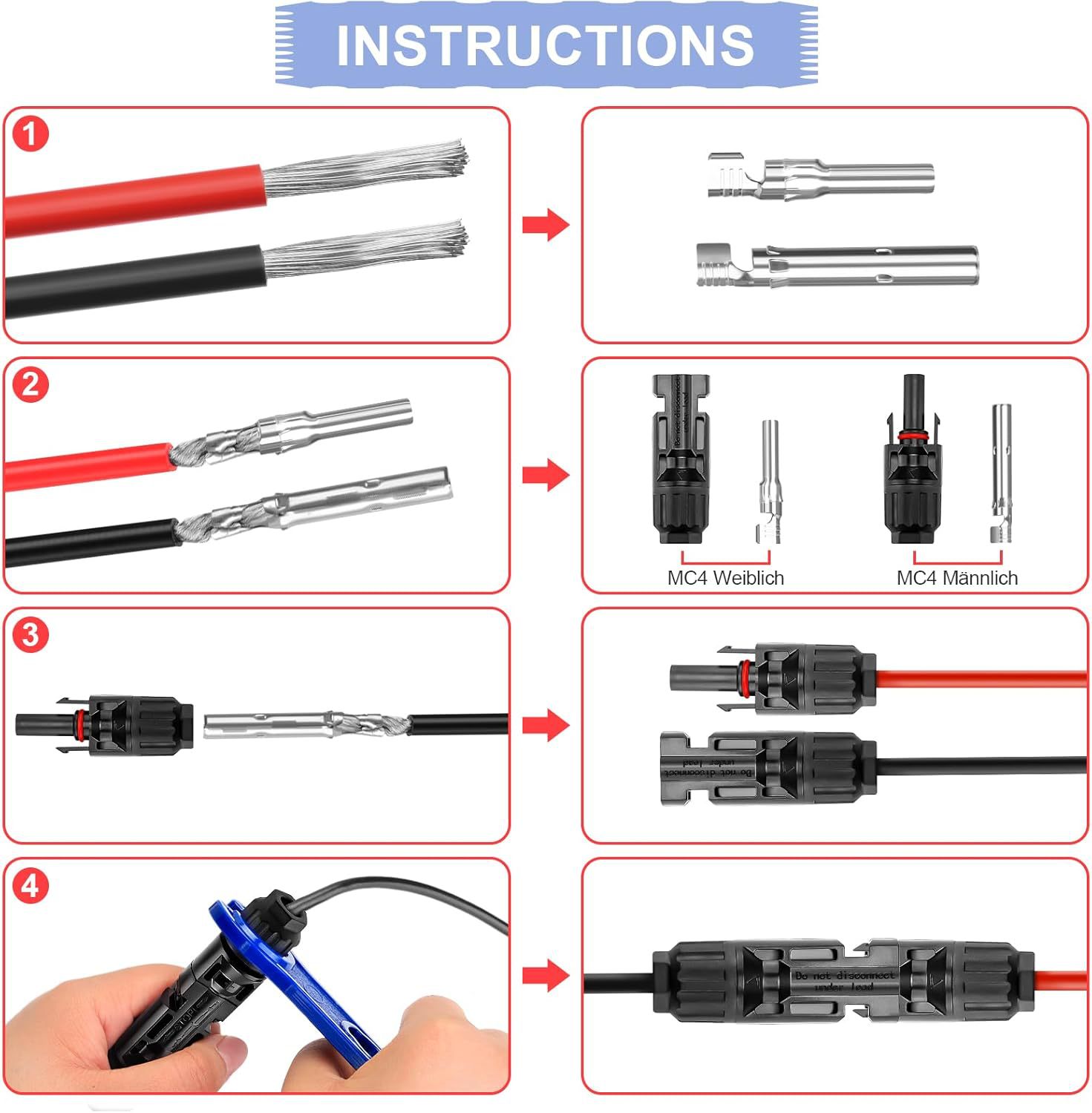 Solar Crimpzange Werkzeug Set Für 2.5/4/6mm² Pv Cable,10