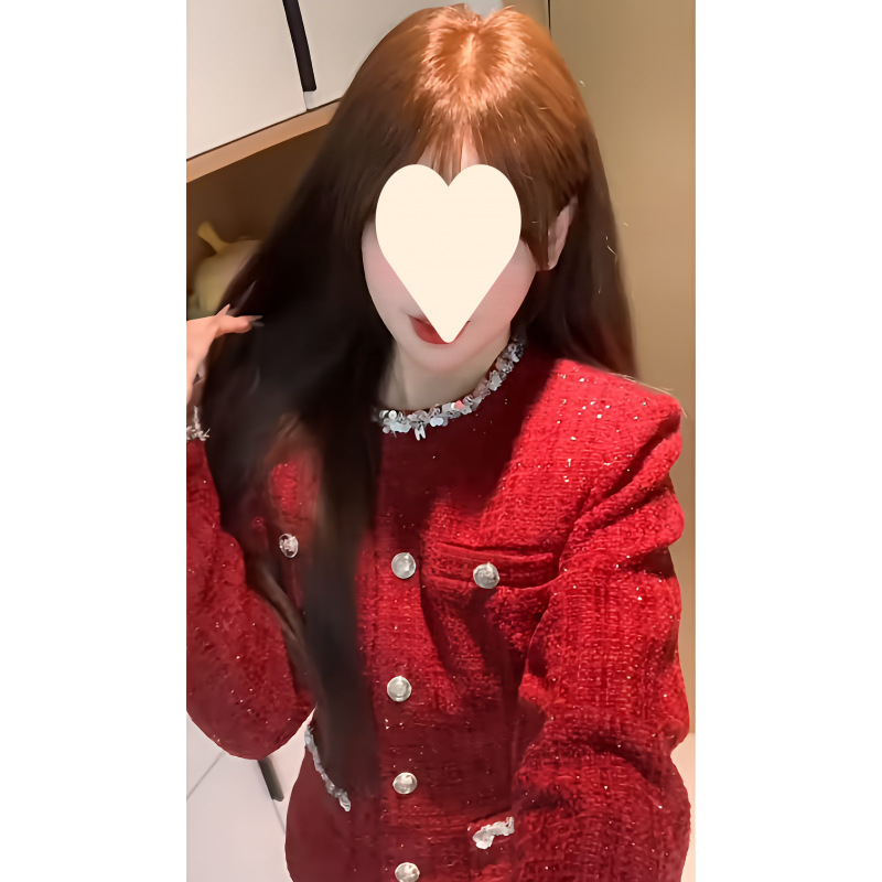 Rich Daughter's High-End Small Fragrance Jacket Autumn and Winter New High-Waist Slim Skirt New Year's Shirt Suit for Women