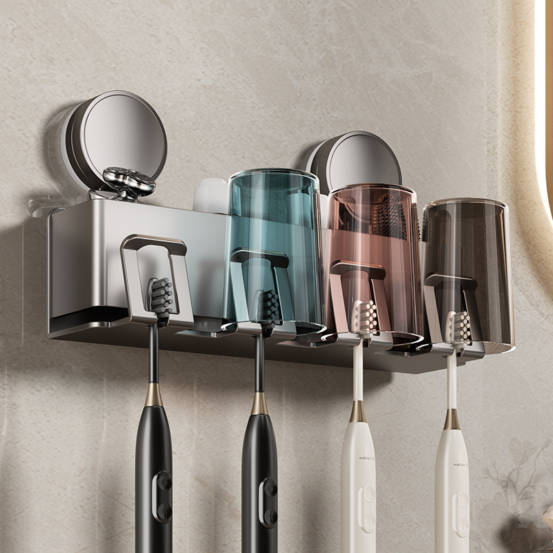 Держатель для зубных щеток с присоской для ванной стакан для зубной щетки и полоскания рта настенное хранение для семьи