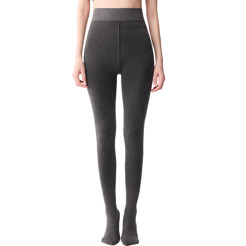 Kefei Women's Autumn and Winter Cotton Ribbed Slimming Thickened Fleece-Lined Thermal Leggings