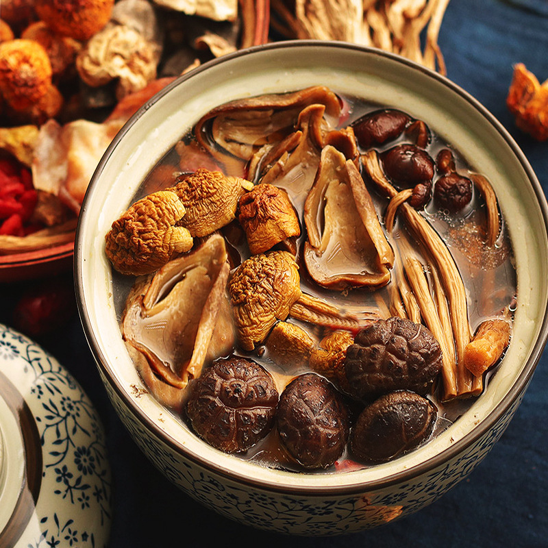Hot Pot Base Mushroom Soup Ingredients 100g Cordyceps Flower Shiitake Mushroom Agaricus Blazei Mushroom Dry Goods Wholesale Mushroom Soup Bag