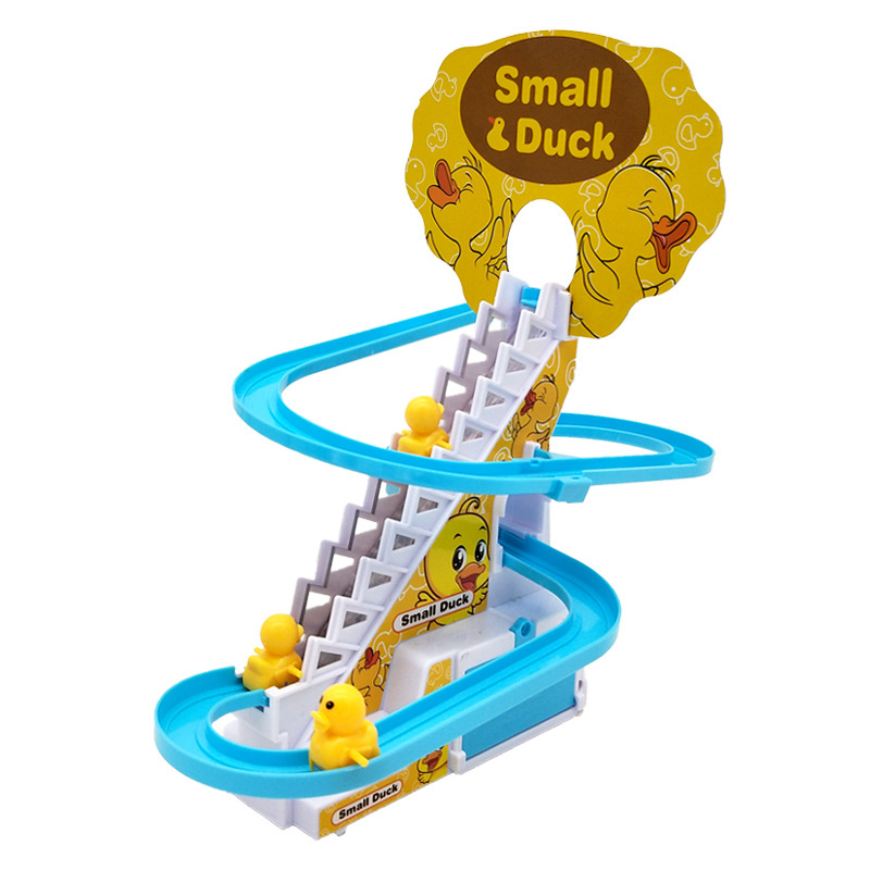 Tiktok Little Duck Climbing Stairs Track Car Electric Track Slide Children's Educational Assembly Toy Parent-Child Interaction