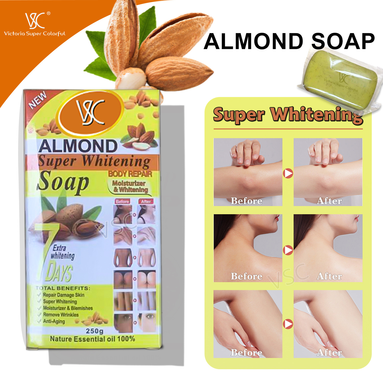 Cross-border Foreign Trade Turmeric Bath Soap Whitening Soap Deep Cleaning Oil Control Cleansing Body Universal Soap 250g