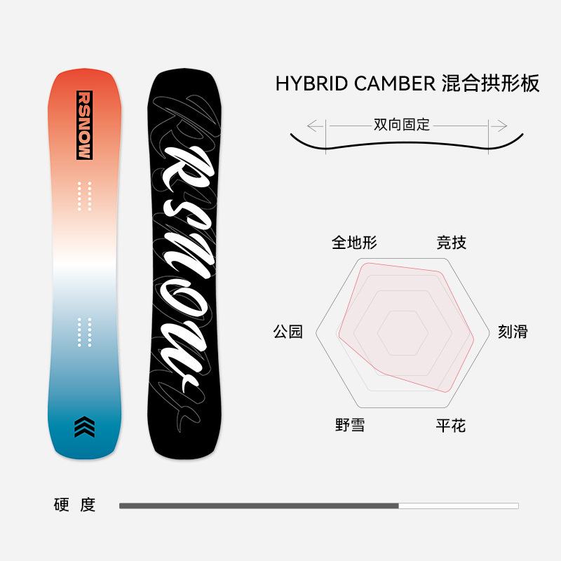 Rsnow Sunset Glow Snowboard All-Terrain Beginner Snowboard Snow Mountain Equipment All-Round Freestyle Carving