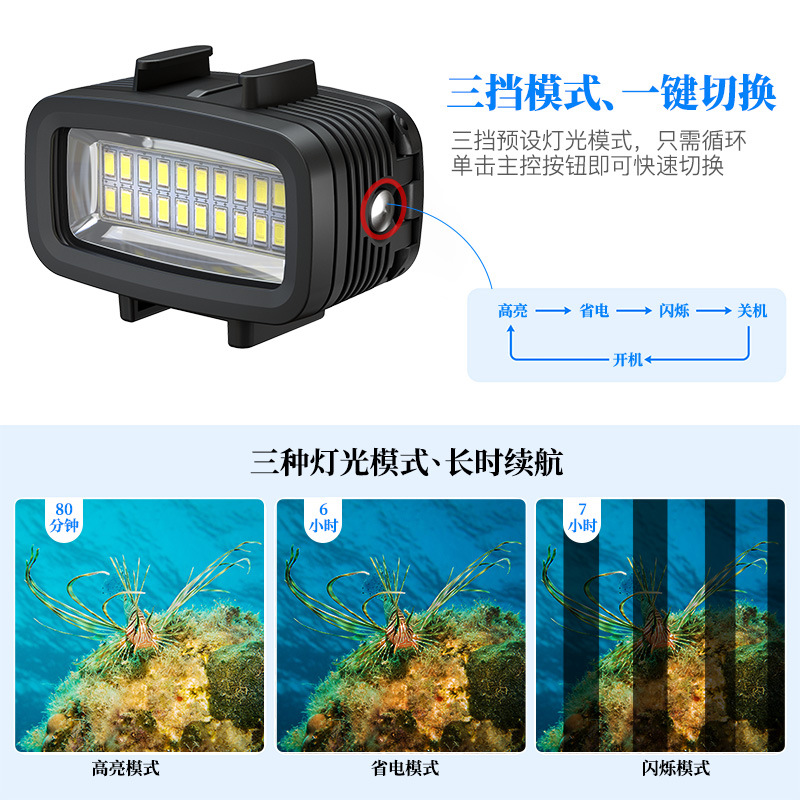 Sea Frog Diving Fill Light Is Suitable for Gopro13 Photography Light Dji Action5 Mini Portable Underwater Video Light