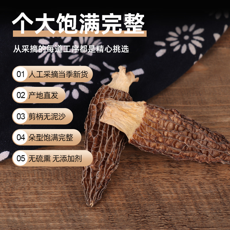 Fujian Ningde Shouning Factory Directly Supplies Wholesale Large Quantities of Alpine Morels 100g Farm Specialty Morels