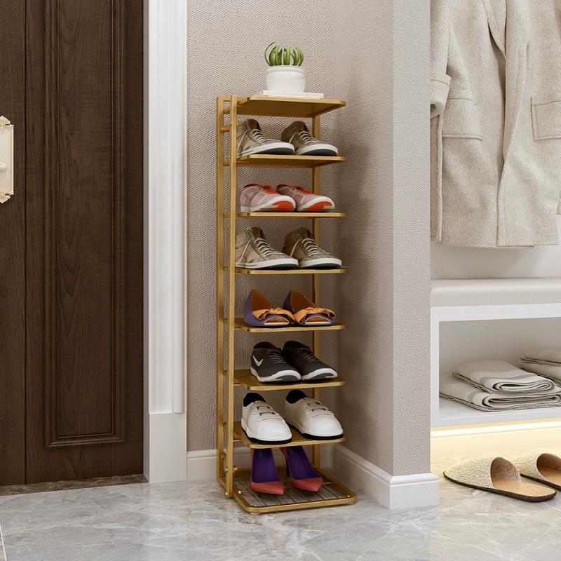 Simple Shoe Rack Doorway Storage Artifact Shoe Cabinet Space-Saving Home Entry-Level Layered Partition Small Narrow Display Rack