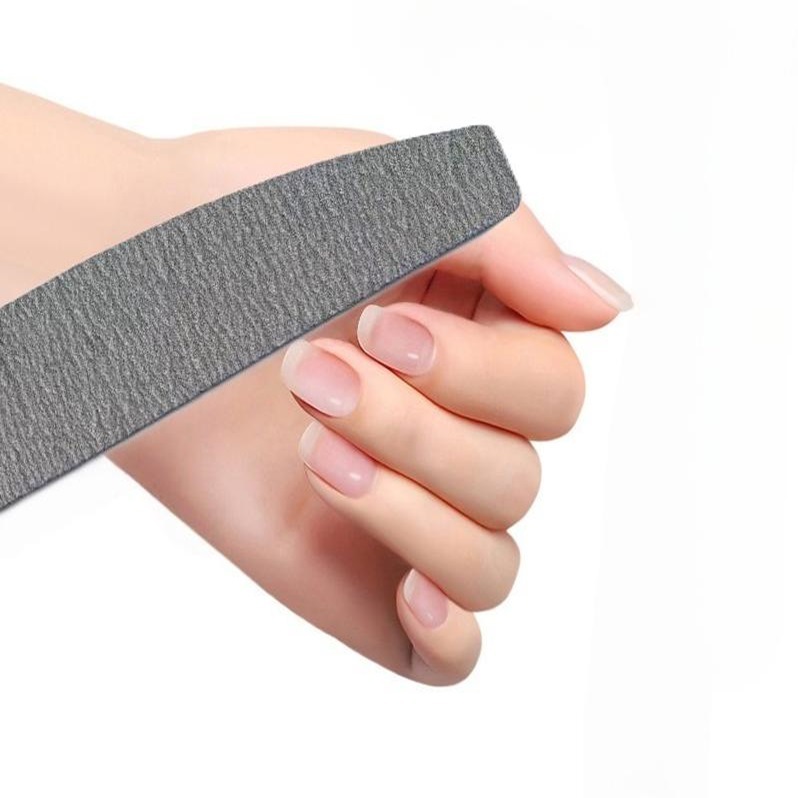 Factory Direct Supply Gray Sand Toothed Half-Moon 100/180 Nail File Double-Sided Wear-Resistant Shaping File Sanding Strip