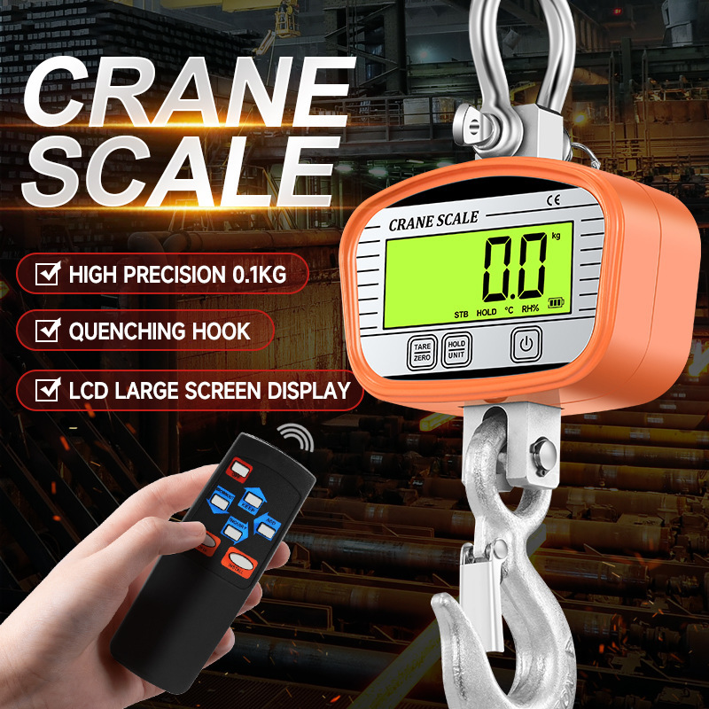 Cross-Border New High-Precision 2000kg Digital Crane Scale 1t2 Ton Pull Hook 2t Crane Scale Hook Weighing Driving Scale