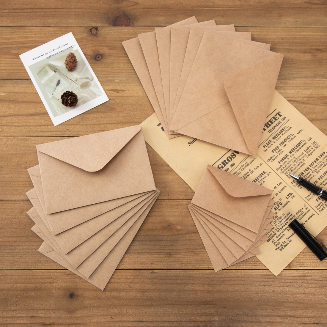 Ready Stock Wholesale Supply Brown Kraft Paper Envelope Retro Western-Style Envelope Blank with Self-Adhesive Cowhide Envelope