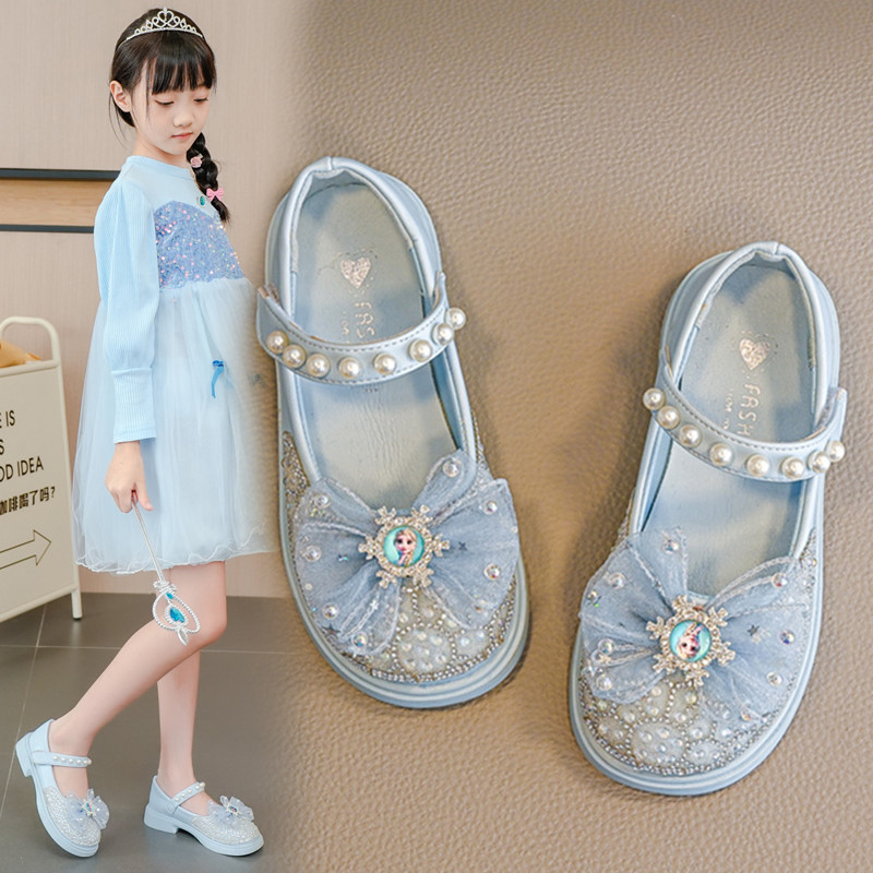 Children's Shoes Girls Princess Shoes Spring & Fall 2025 New Fashion Soft Bottom Little Girl Leather Shoes Rhinestone Baby Crystal Shoes