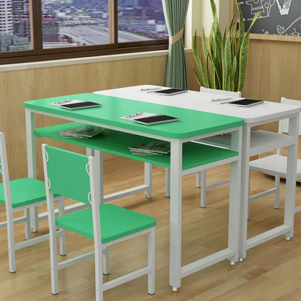 School Tutoring Class Primary and Secondary School Students Desk and Chair Combination Training Table Manufacturer Direct Sales Single and Double Home Student Desks