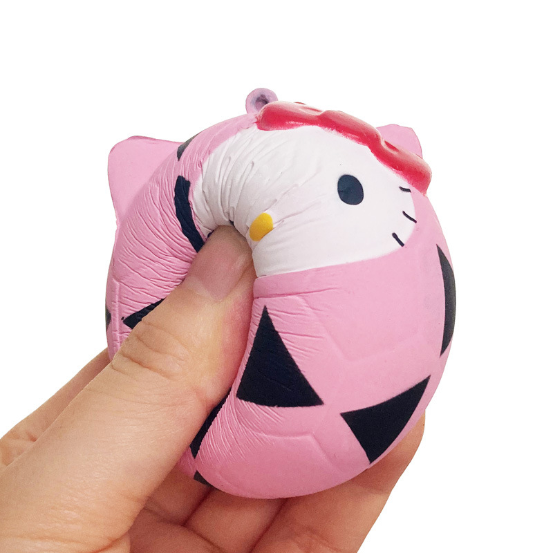 Customized Pu Polyurethane Sponge Foam Cute Cat Expression High Elasticity Decompression Vent Ball Keychain Pendant