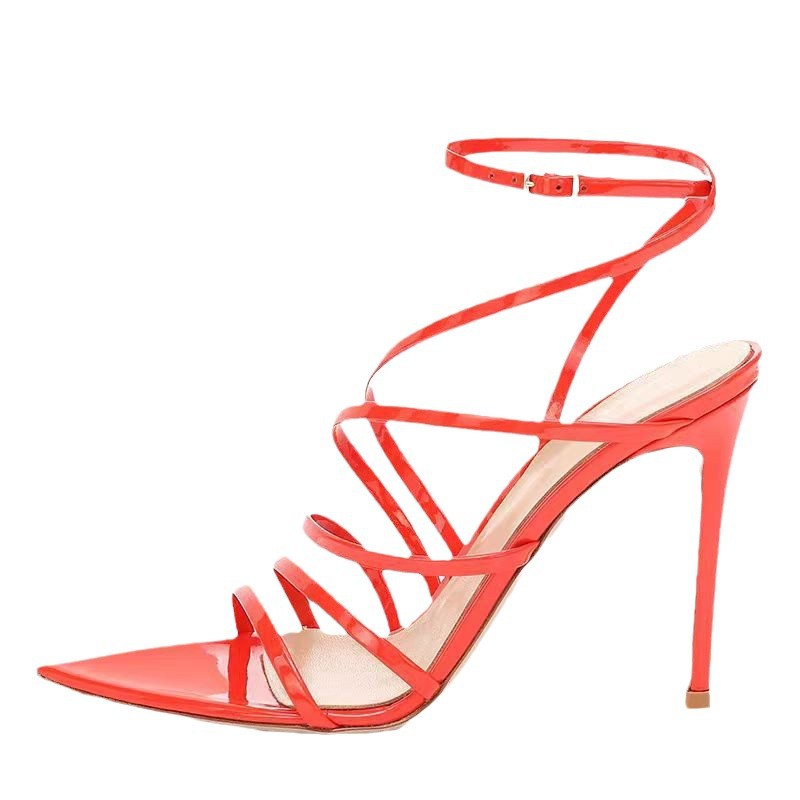 High heel sandal cross-border new Korean fashion lace-up high heel sandals foreign trade plus size fashion heel shoes