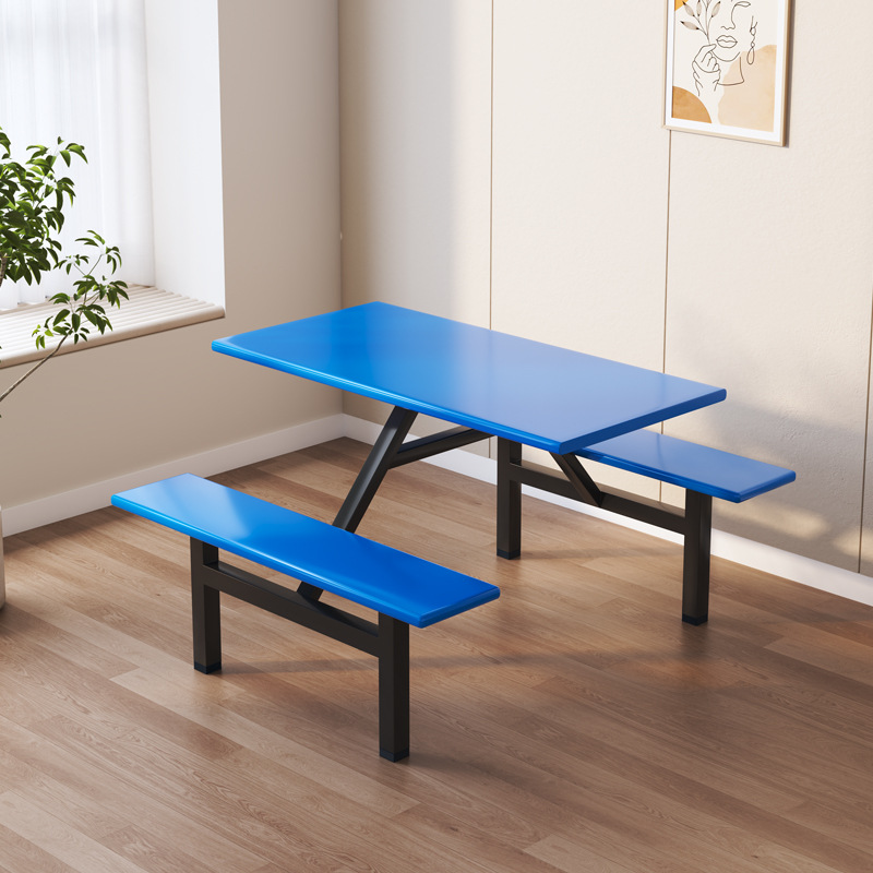 School Cafeteria Stainless Steel One-Piece Dining Table and Chairs Student Employee Restaurant 4-Person 6-Person 8-Person Fast Food Dining Table and Chair Combination