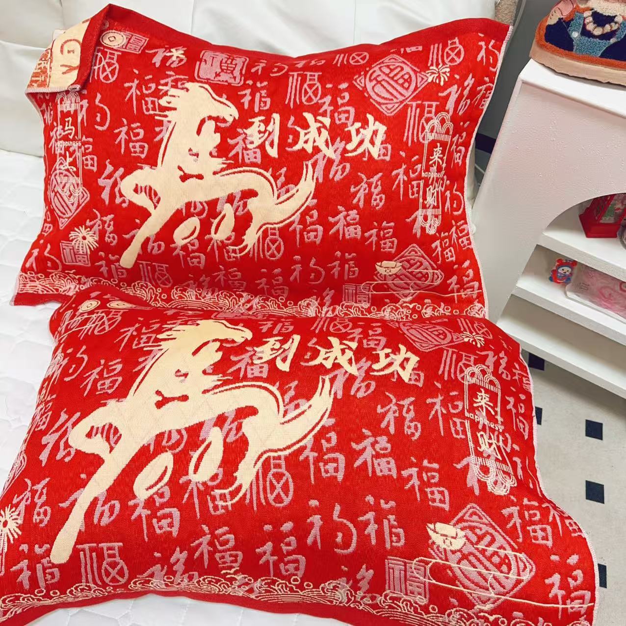 New Cotton thickened non-slip gauze pillow towel single household student Four Seasons single cotton non-slip headscarf