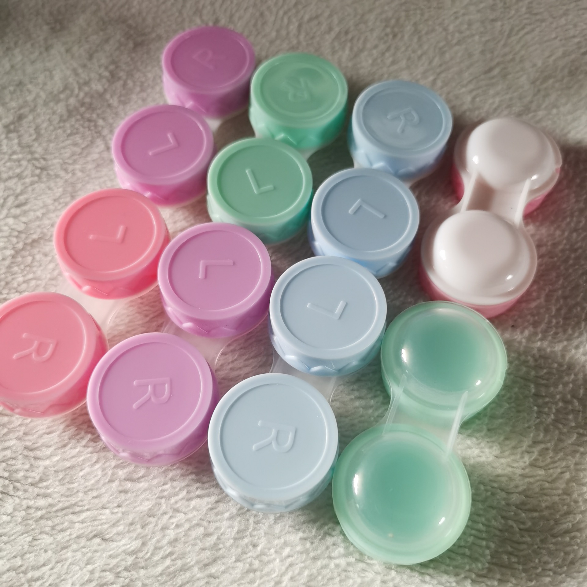Factory 572813 direct supply candy color contact lens case plastic pp beauty contact lens partner duplex box storage