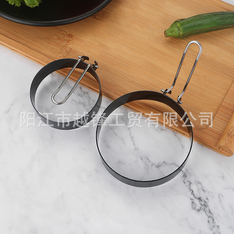 Creative Egg Mold Stainless Steel Omelette Ring Kitchen Baking Silicone Handle Round Omelette Mold