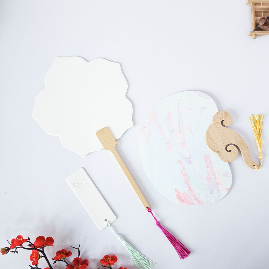 Blank Fan Double-Sided Thickened Fan for Advertising Custom Ancient Style Calligraphy Creation Lacquer Fan Material Kit Round Fan DIY