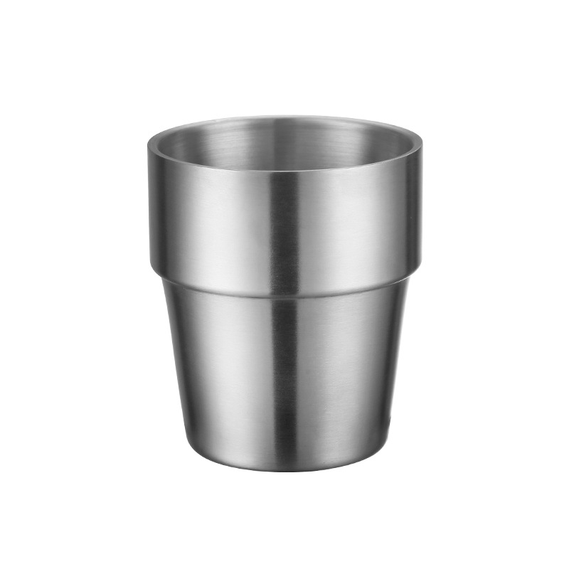 304 Stainless Steel Double-Layer Water Cup Gold Cup Beverage Cup Beer Cup Commercial Catering Tea Cup Korean Style
