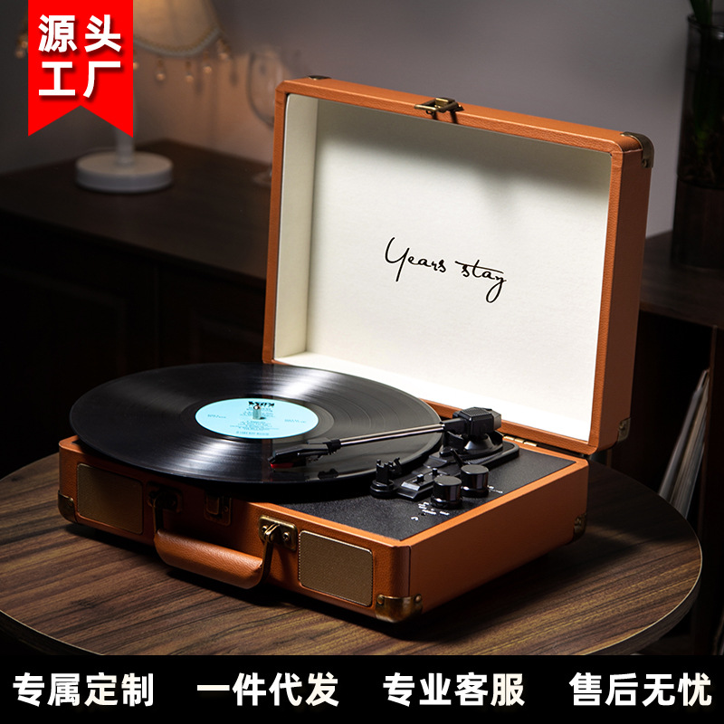 in stock cross-border portable mini phonograph desktop vinyl record player portable wireless bluetooth audio record player