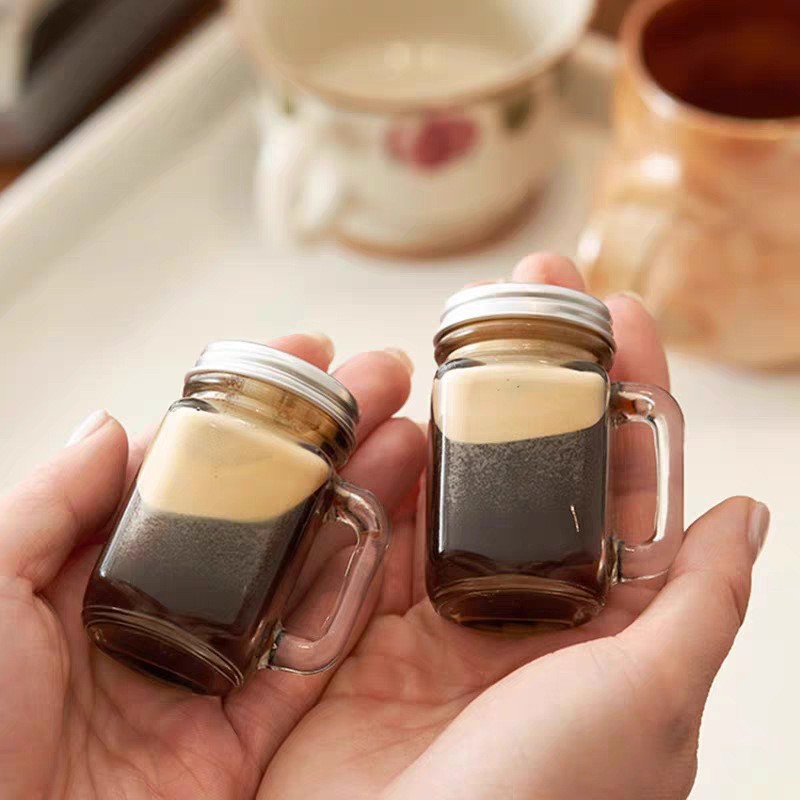 40ml Transparent Coffee Concentrate Dispensing Bottle Glass Bottle Mini Mason Cup Fruit Wine Bottle Honey Jam Dispensing Jar