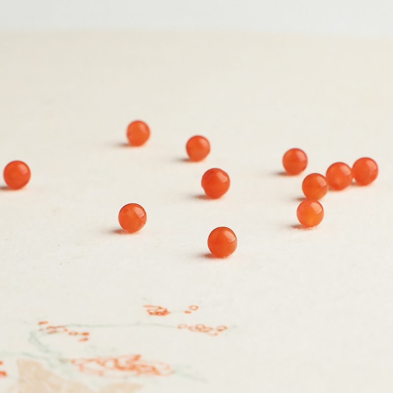 Natural South Red Bead South Red Agate Round Bead Handmade DIY Beaded Rope Bracelet Necklace Bead Accessories Beads