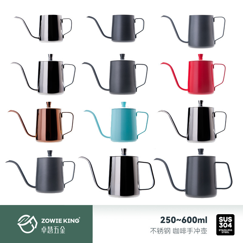 Source manufacturers 304 stainless steel hand pot 250~600ml long mouth pot coffee pot boutique coffee shop appliances