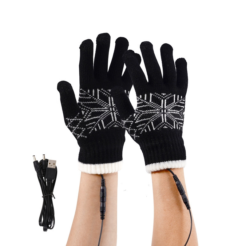 USB Heated Gloves USB Electric Heated Gloves Split-Finger Touch Screen Warm Outdoor Cycling Office Removable and Washable Ready Stock