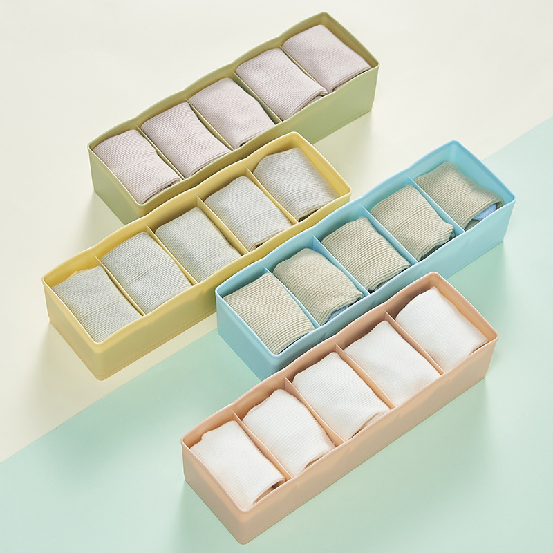 Underwear and Socks Storage Box Compartment Plastic Home Wardrobe Drawer Organizer Basket Dormitory Underwear Box Storage Basket