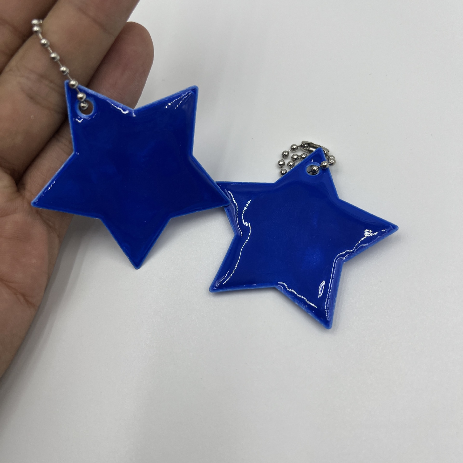 36 Colors Reflective Pendant Pvc Five-Pointed Star Customizable Logo Keychain Night Pendant School Bag Accessories X