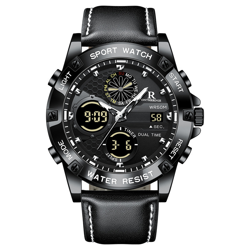 Steel Heart Watch Huaqiangbei Multifunctional Men's Waterproof Outdoor Sports Luminous Trendy Dual Movement Watch