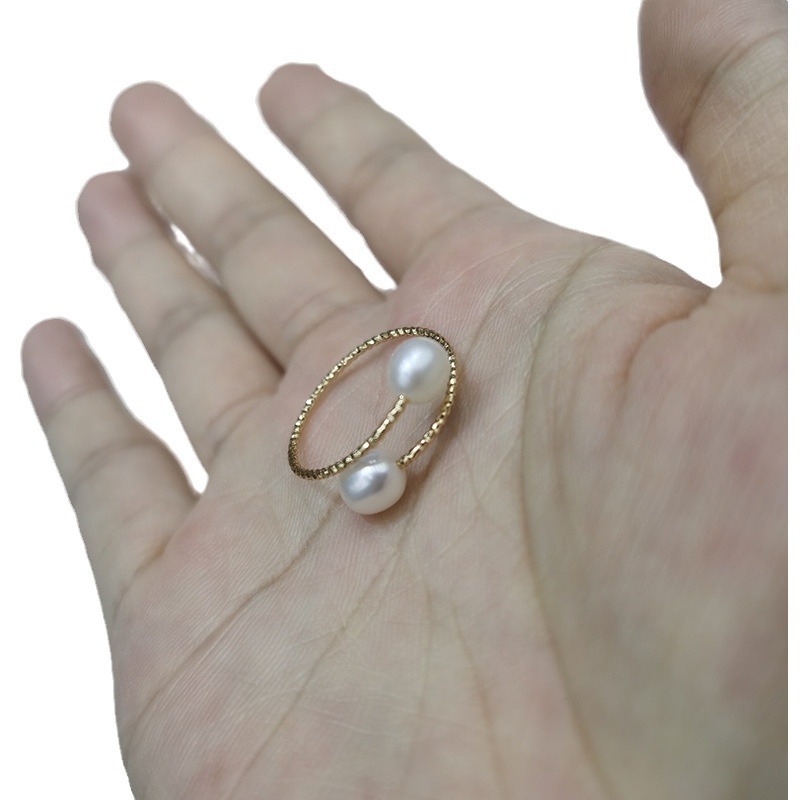 Pearl Ring 4-5mm Freshwater Pearl Monochrome Mixed Bead Pearl Opening Adjustable Middle Finger Joint Ring