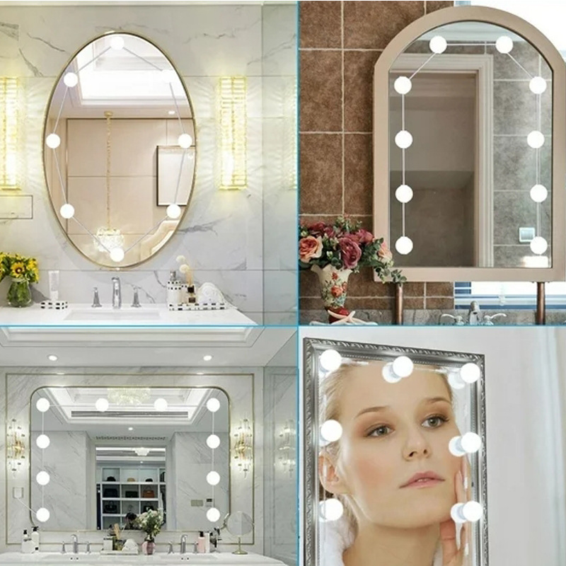 Cross-Border mirror headlight led makeup light rotating winding dimming color mixing makeup mirror fill light dresser 10 bulbs