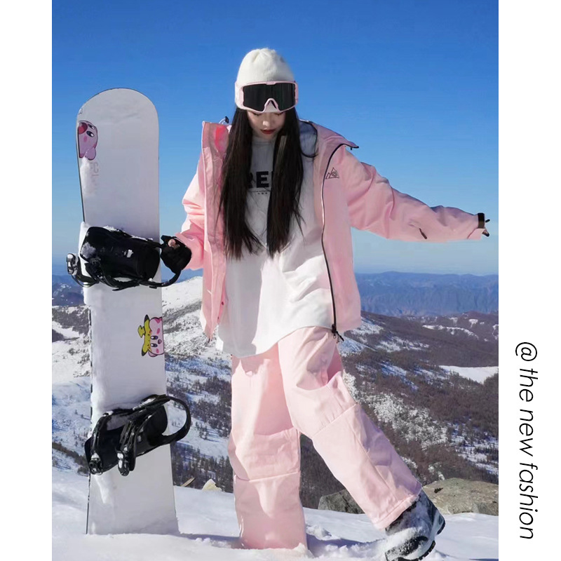 Оптовая зимняя лыжная куртка для мужчин и женщин парный ветронепроницаемый водонепроницаемый холодозащитный с застежкой на молнии и липучкой теплый лыжный костюм