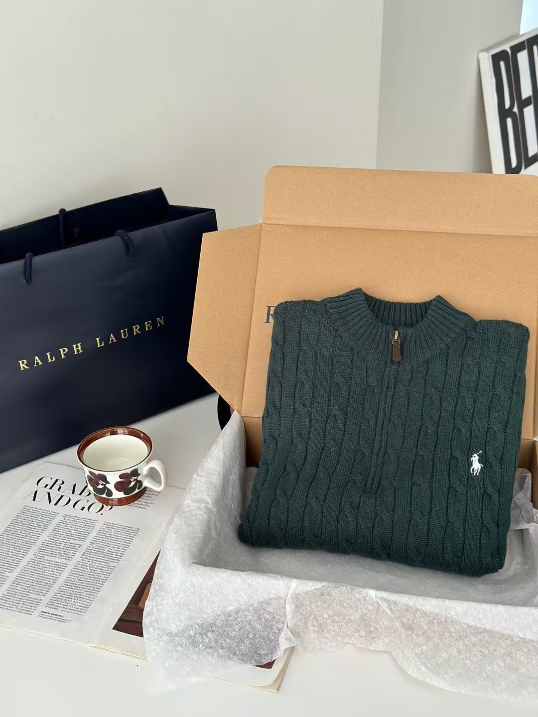 LR couple's half zipper sweater can sweep 90% wool + 10% cashmere