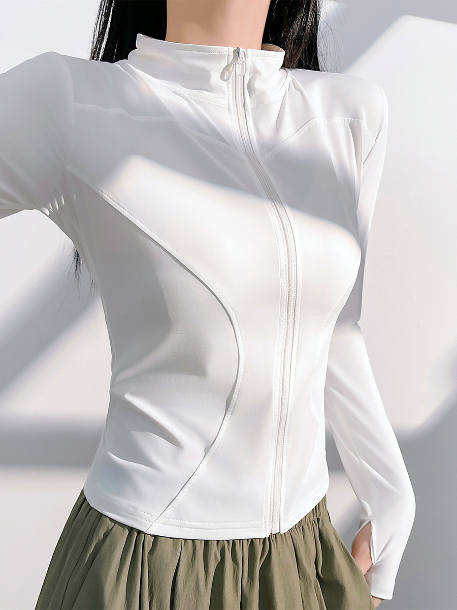 Juyitang Slim-Fitting Yoga Wear for Outerwear, Slim-Fitting Yoga Wear with Stand Collar, Fitness Running Yoga Sports Jacket for Women