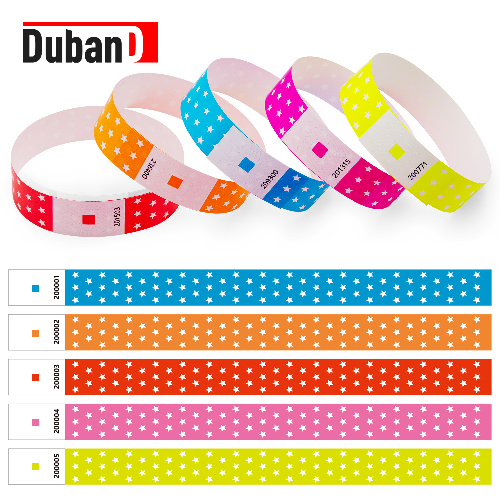 Новый водонепроницаемый одноразовый браслет, флуоресцентный цвет, звёздный узор, билет в парк