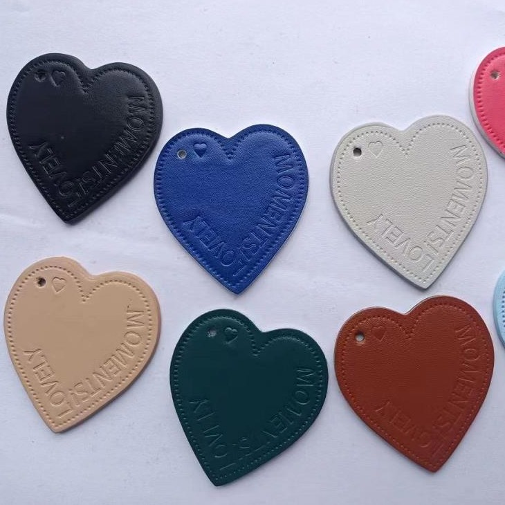 Large Quantity Special Price Pu Leather Peach Heart Heart Heart-Shaped Tag Bag Keychain Pendant DIY Jewelry Oil Edge Plus