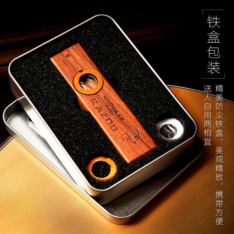 Кросс-бодер Адалина, деревянный казу, компаньон для гитары и укулеле, казу флейта, идет с пленкой для флейты, металлическая коробка