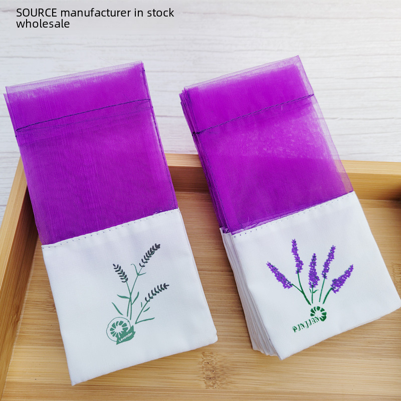 Manufacturer Wholesale Lavender Sachet Spliced Mesh Car Deodorizing Wardrobe Sachet Bag Cotton Bag Printed Empty Bag